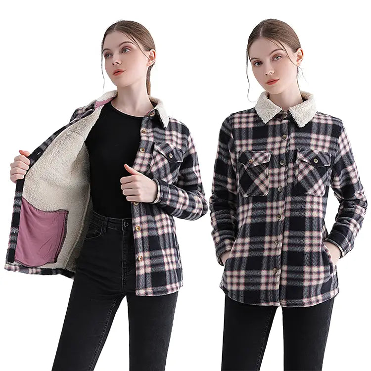 LEEHANTON® Women's Plaid Flannel Jacket with Pockets