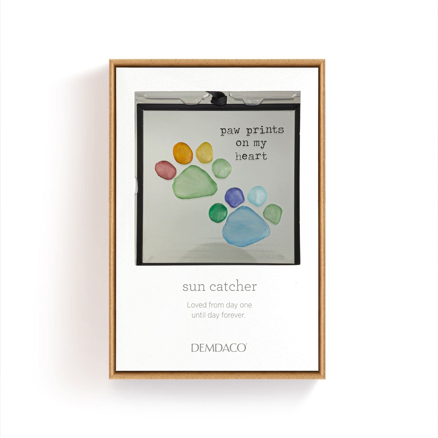 Rainbow PawPrints on My Heart Suncatcher