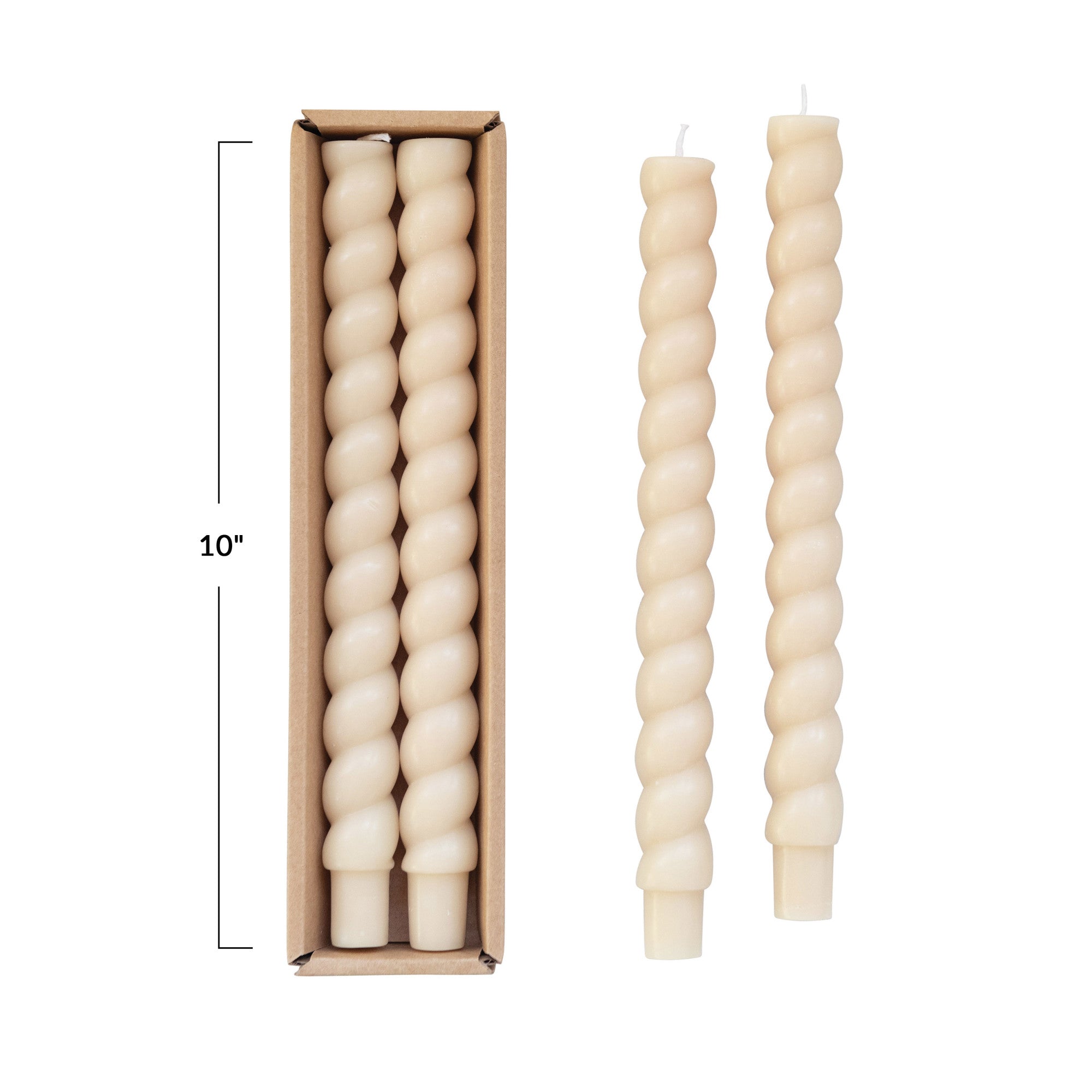 Unscented Twisted Taper Candles in Box, Set of 2