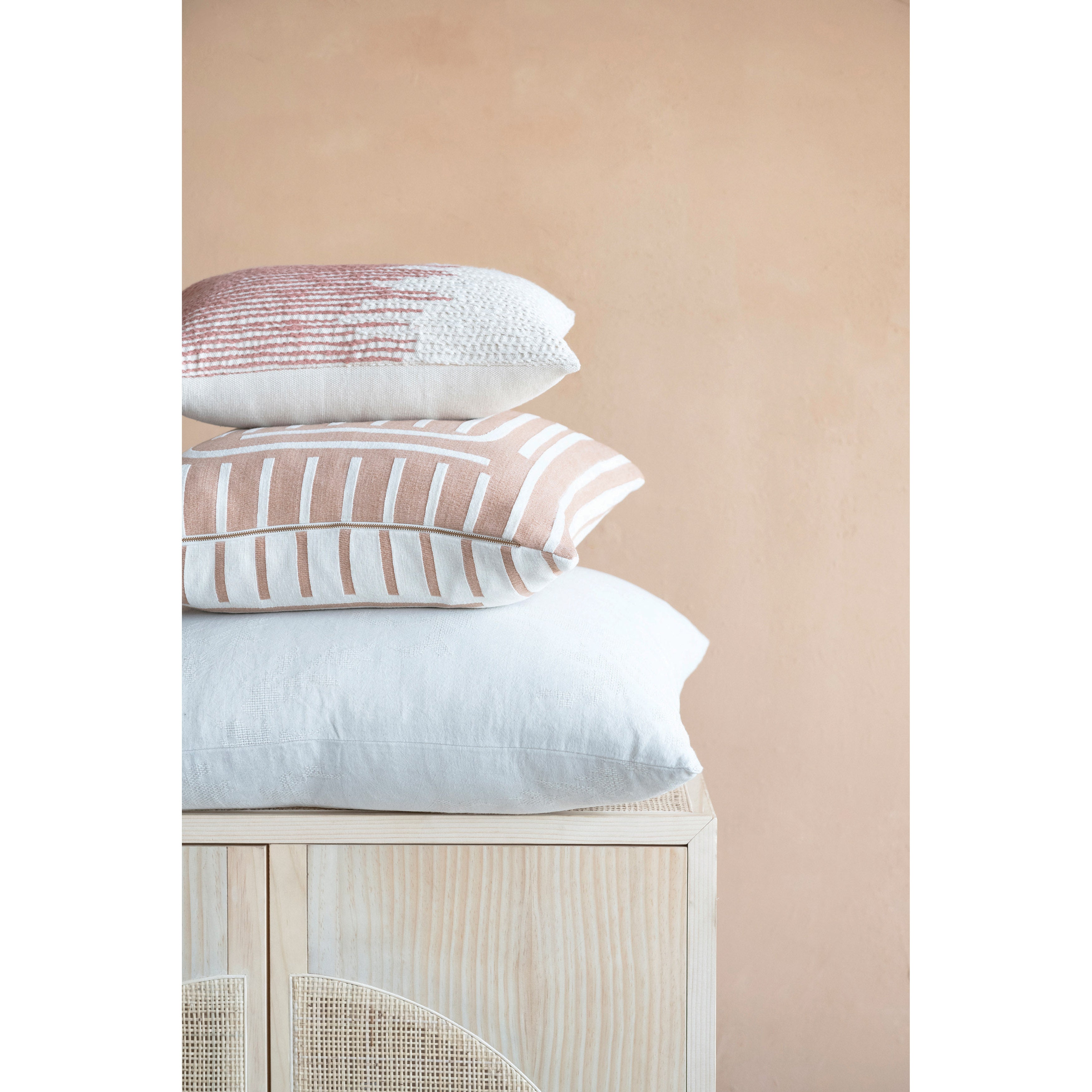 Woven Cotton Slub Plaid Pillow with Tassels