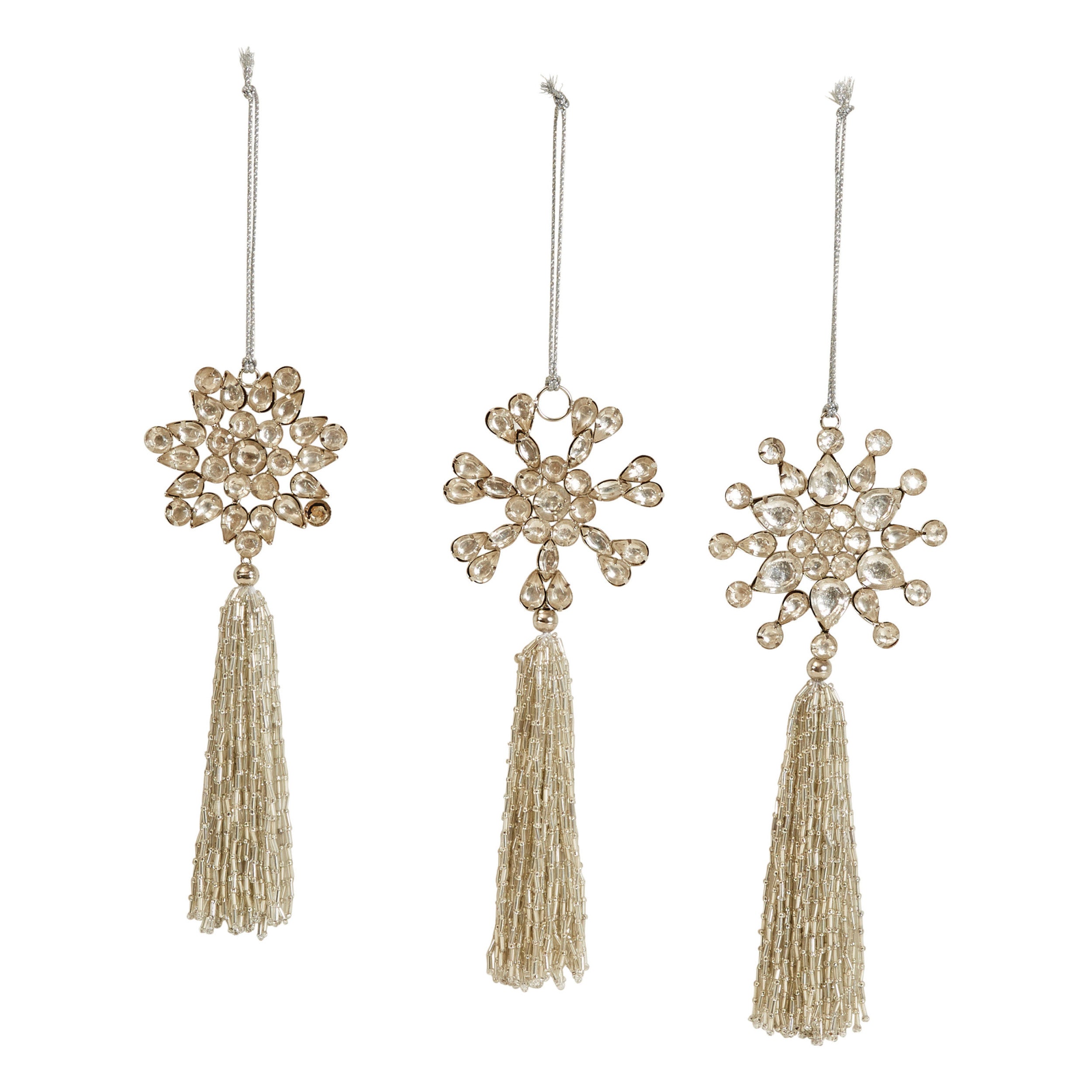 Jewel Snowflake Ornament with Tassel, 3 Styles