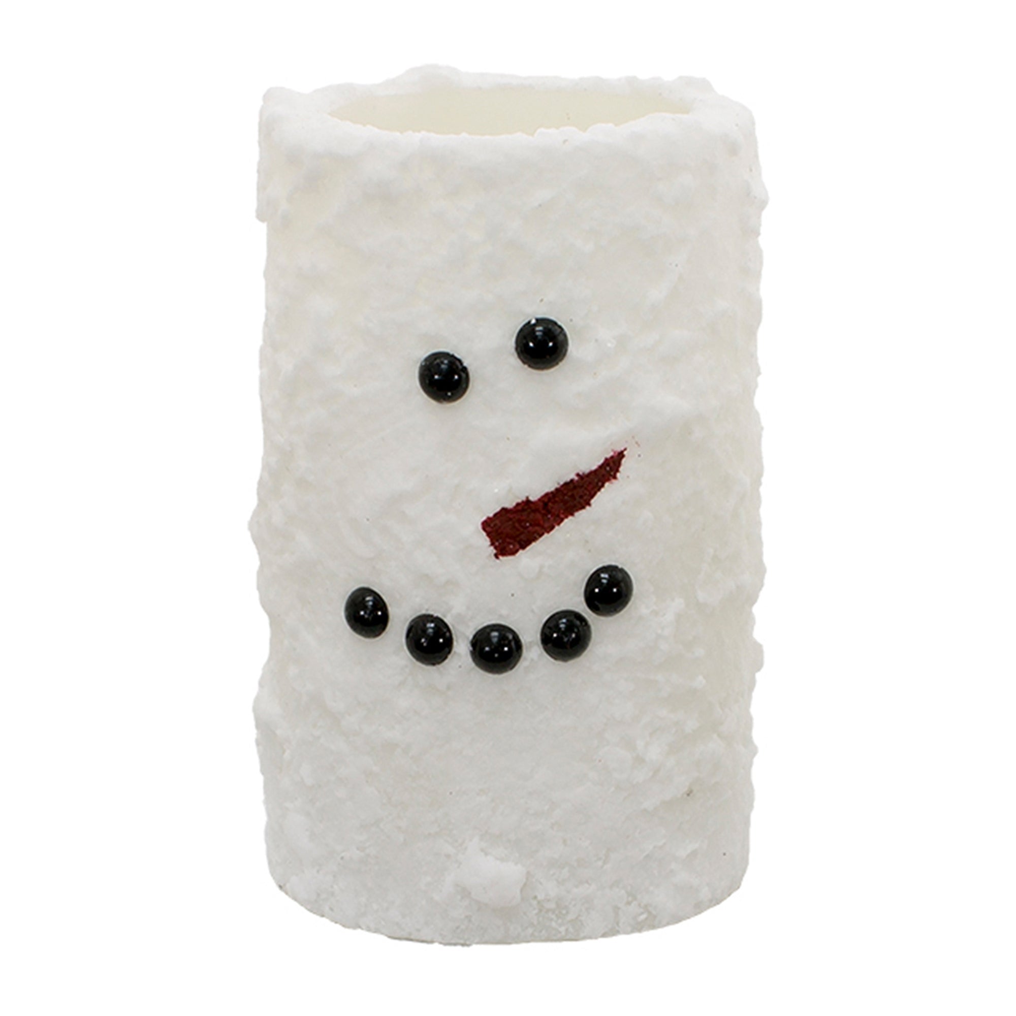 Medium White Snowman LED Pillar