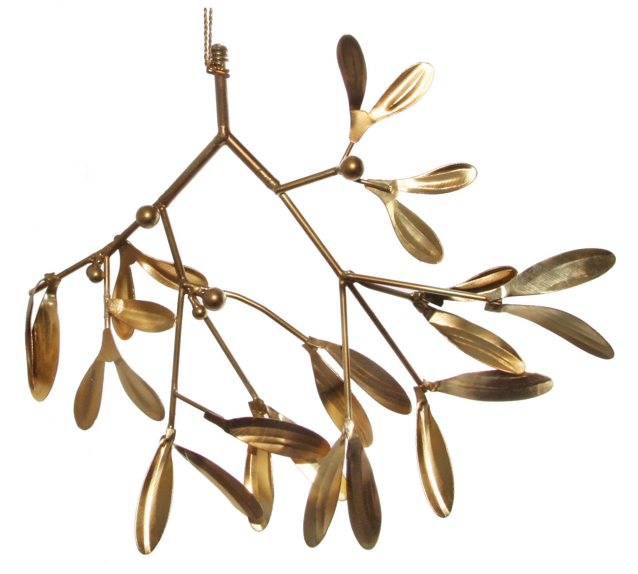 Metal mistletoe decoration gold 8"