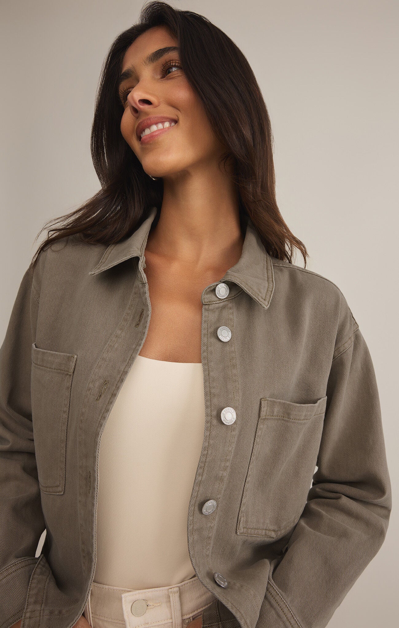 All Day Cropped Knit Jacket - Pebble Moon