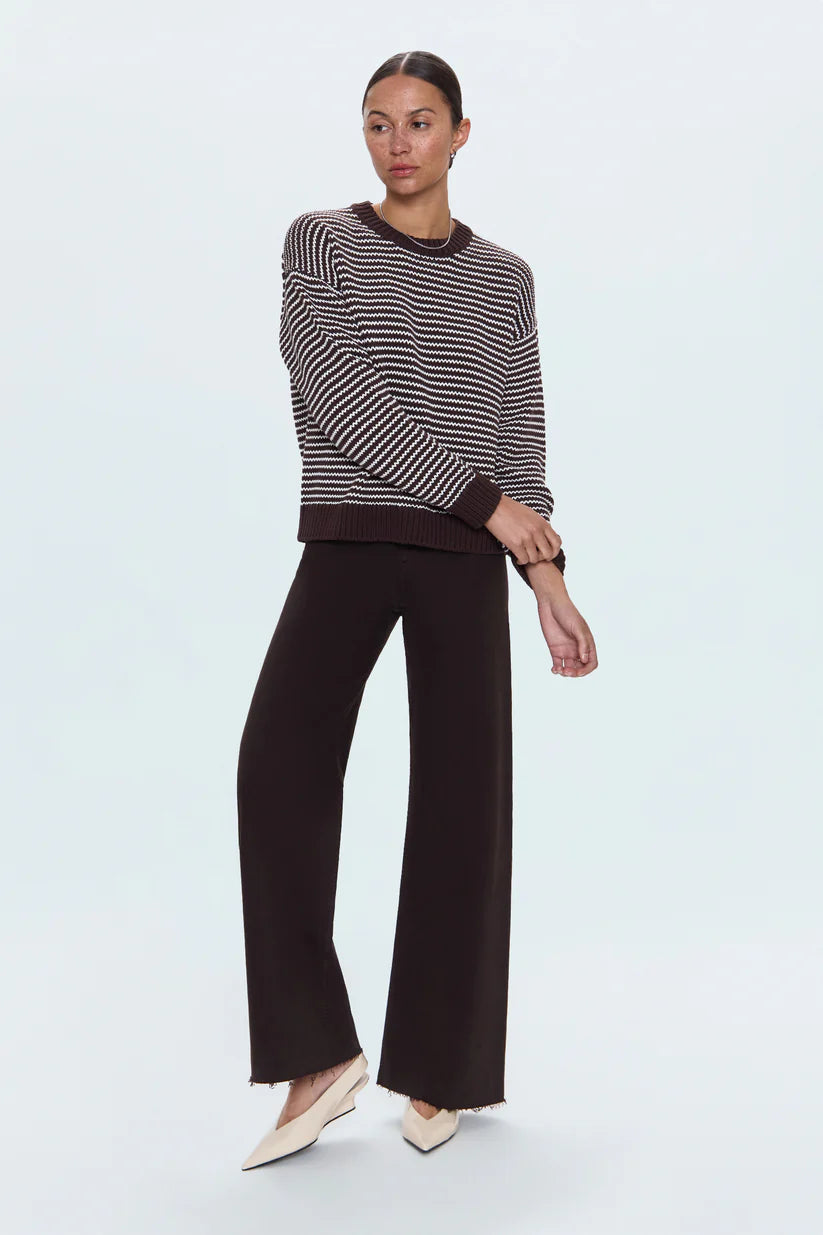 Aura Relaxed Crew Mocha Stripe