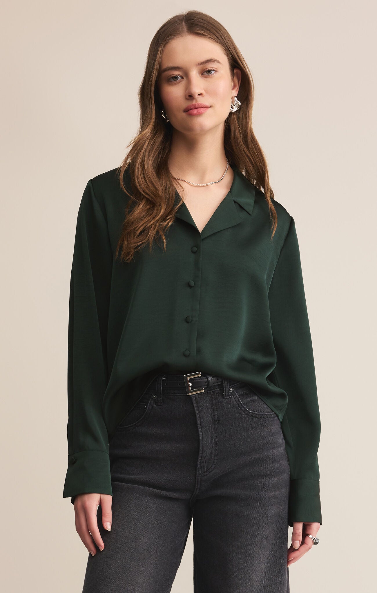 Ana Satin Top - Garland Green
