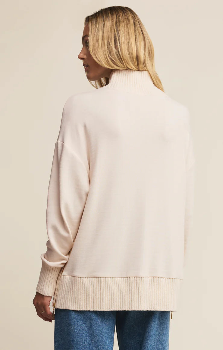 Sable Rib Sweatshirt- Warm White