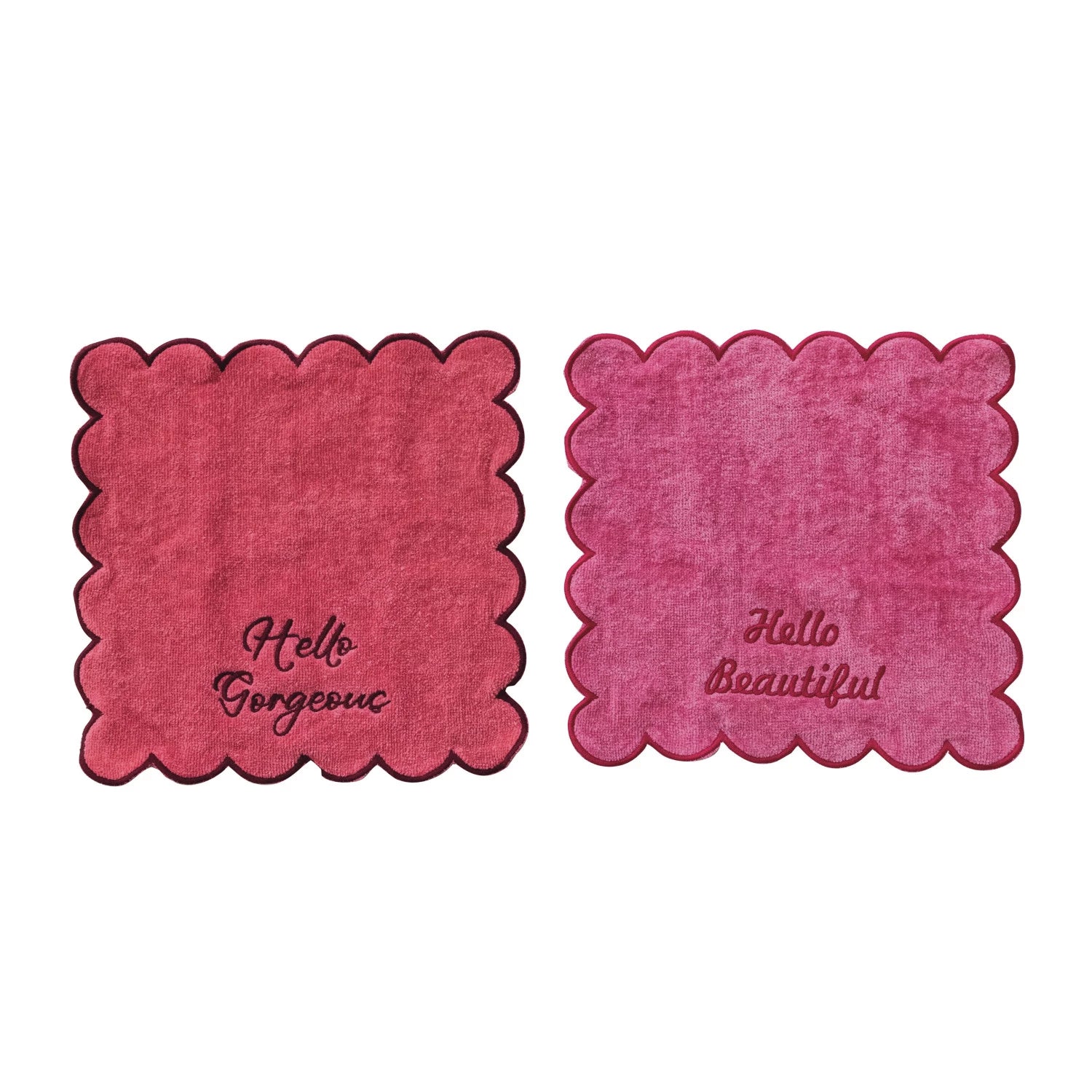 Cotton Terry Wash Cloths with Sayings, Set of 2