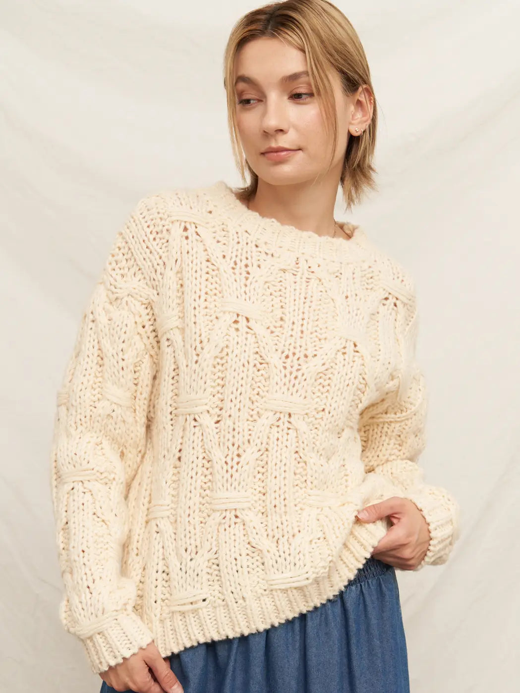 Ivory Cable Knit Sweater