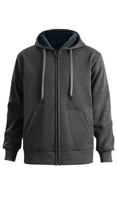 Men's Fleece with Sherpa Lined Full Zip Hoodie with Pockets