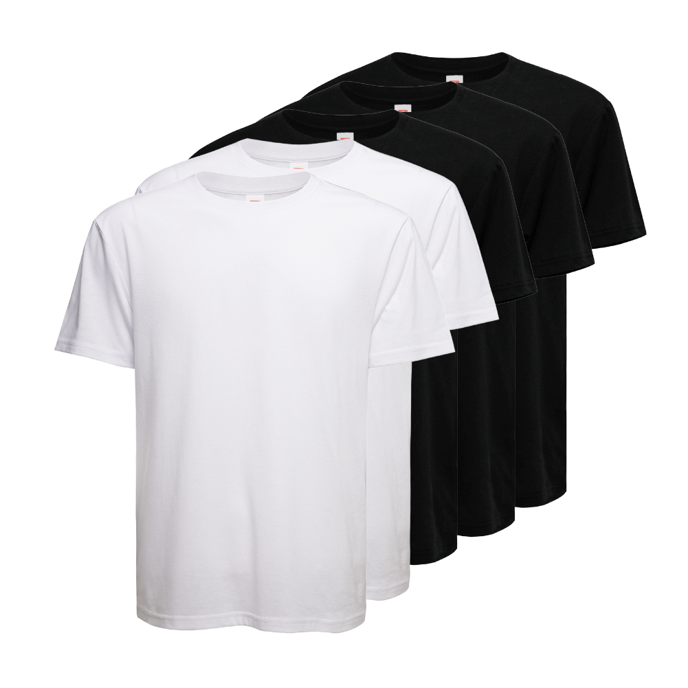 5 Pack Men's 100% Cotton T-Shirts