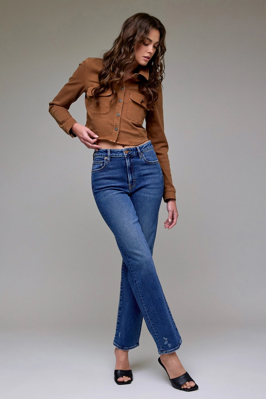 Ella 31" - Dark Wash Clean Stretch High Rise Classic Straight