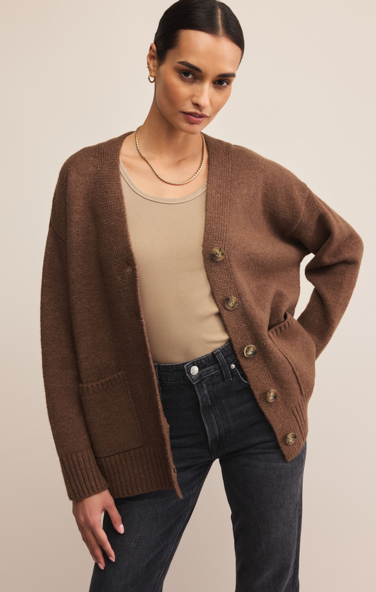 Theo Cardigan - Suede