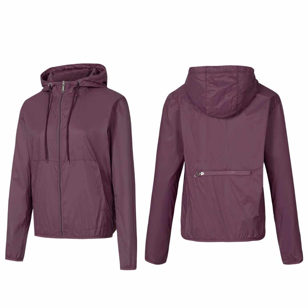LEEHANTON® Women’s Packable Full Zip Windbreaker with Pockets