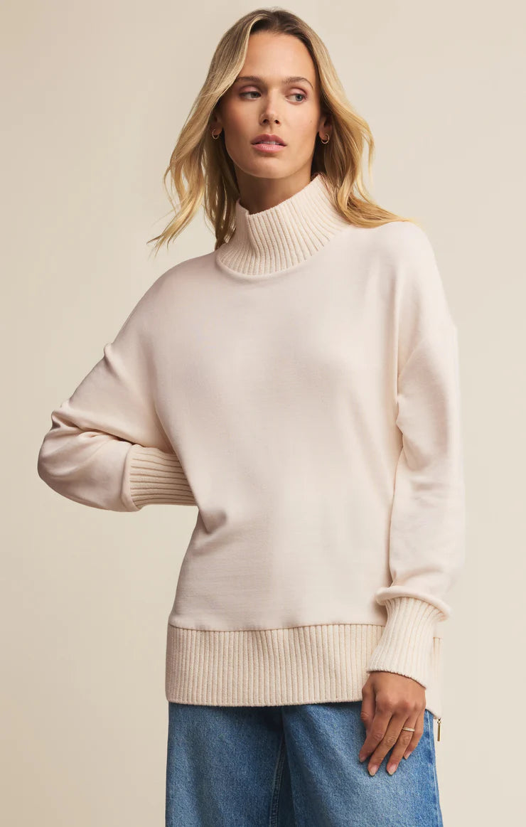 Sable Rib Sweatshirt- Warm White
