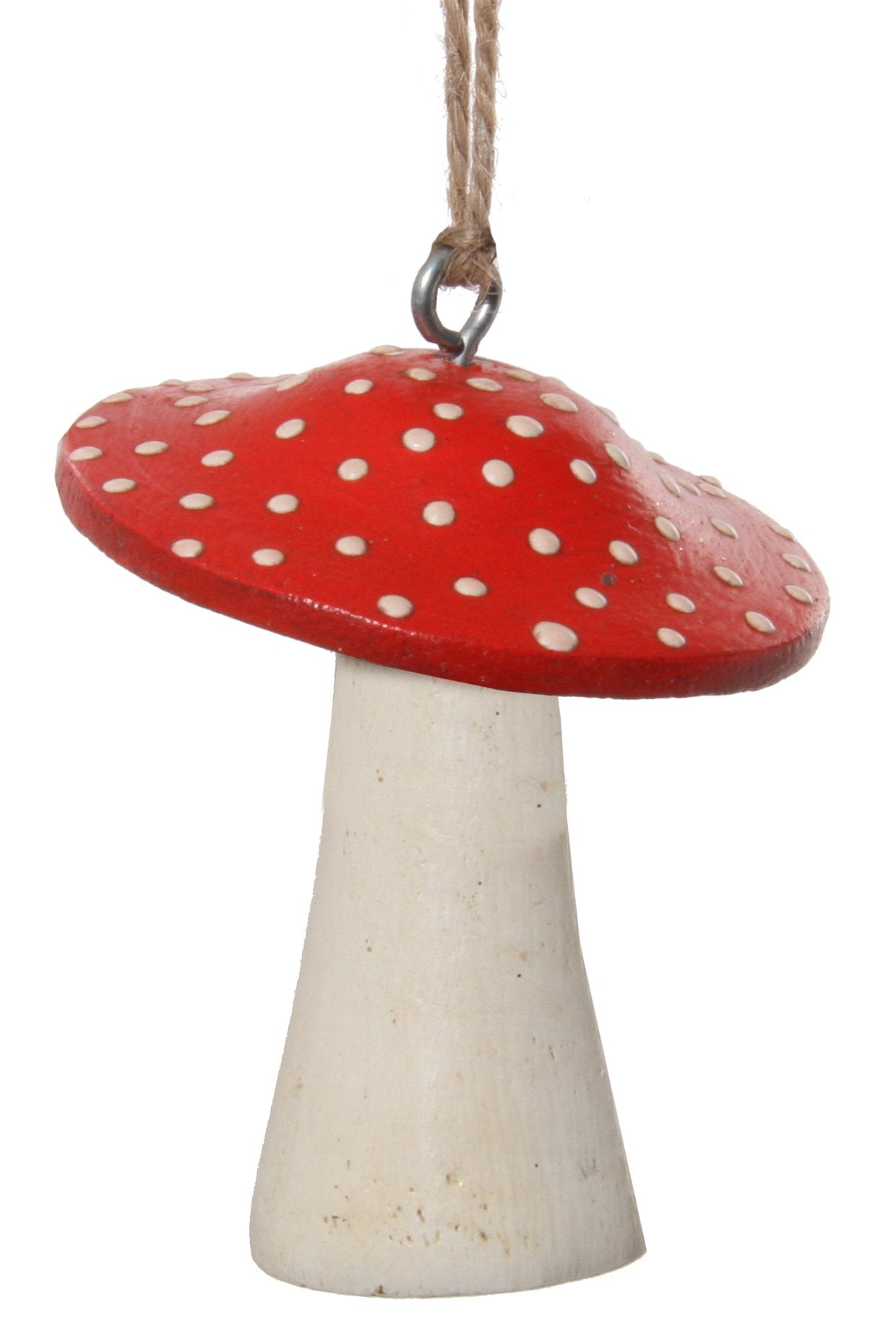Red Wooden Mushroom Ornament 3"