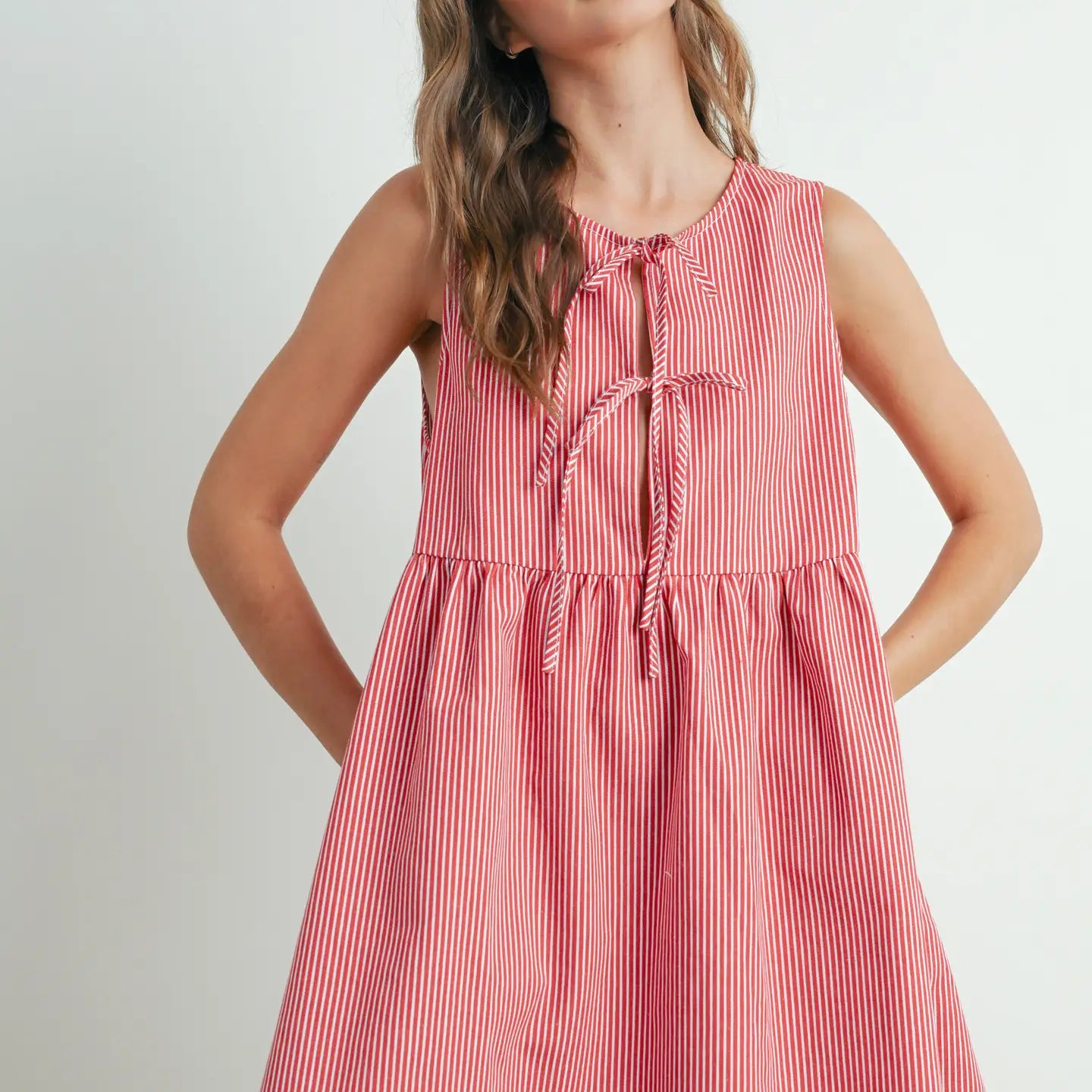 Mini Red Stripe Bowknot Dress