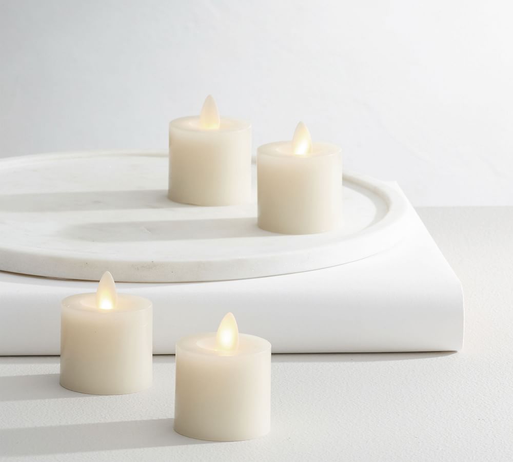 1.5" x 2" Moving Flame set / 4 Ivory Tealight Candles