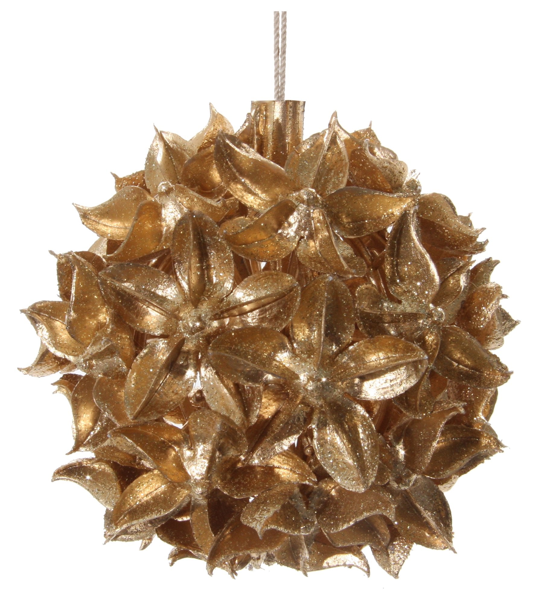 Flower ball ornament gold 4"