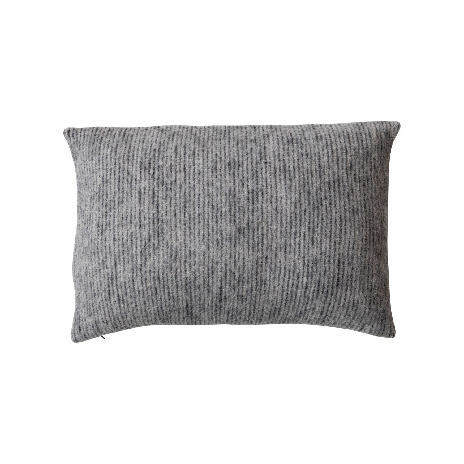 24"L x 16"H Brushed New Zealand Wool Striped Lumbar Pillow, Grey