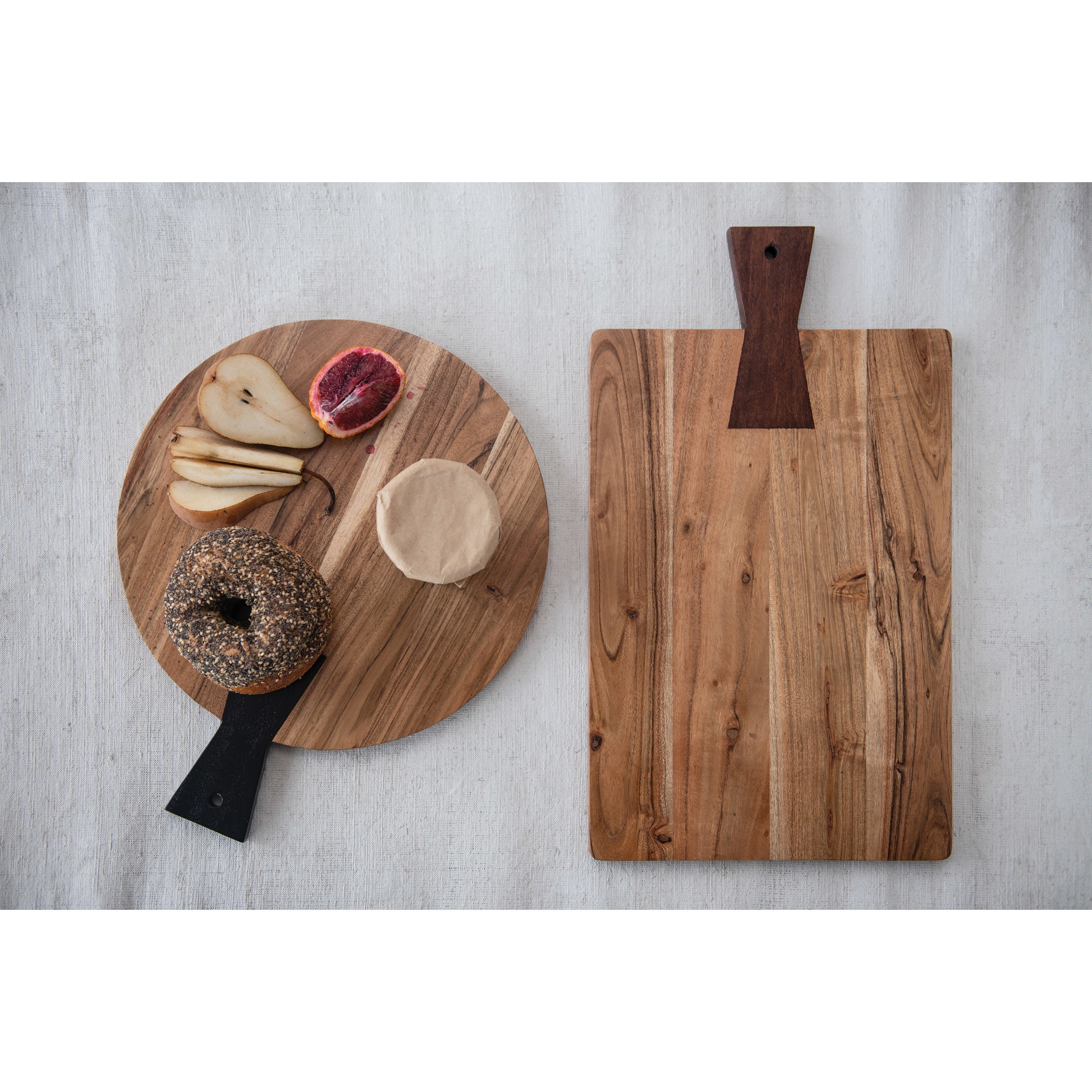 Acacia Wood Cutting Board with Black Handle