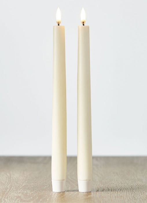 10.5" Moving Flame set / 2 Ivory Taper Candles