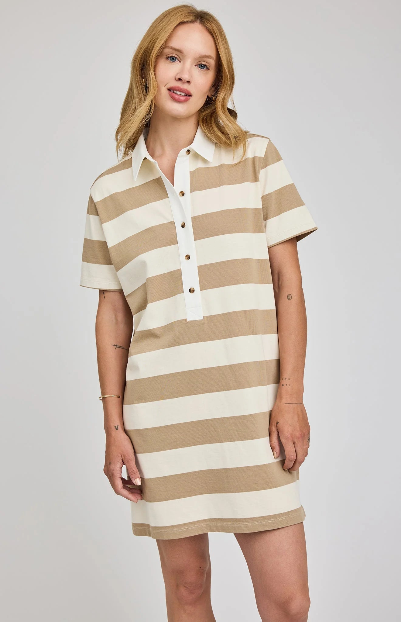 Colbie Dress - Khaki Stripe