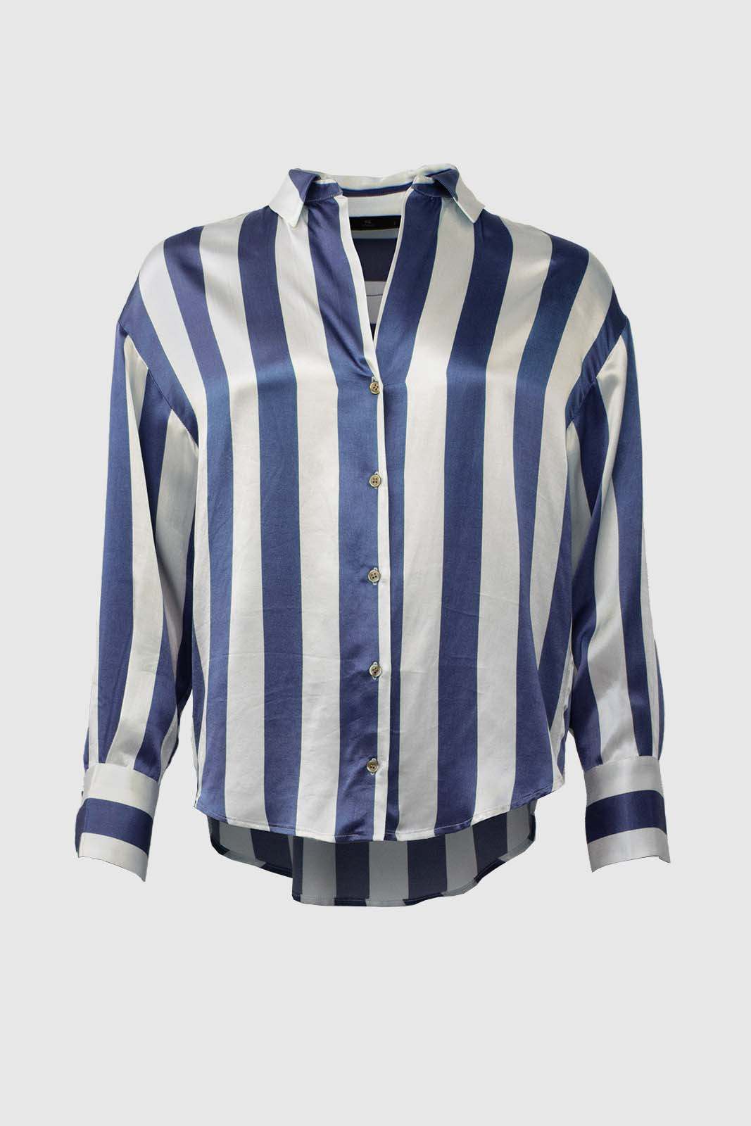 ZOE STRIPED BUTTON DOWN SHIRT - Total Eclipse Blue