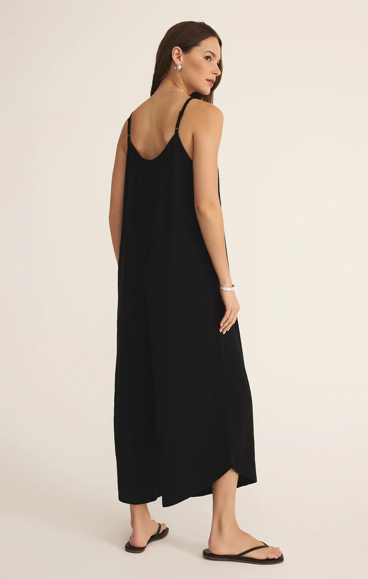 Textured Flared Jumpsuit- Black