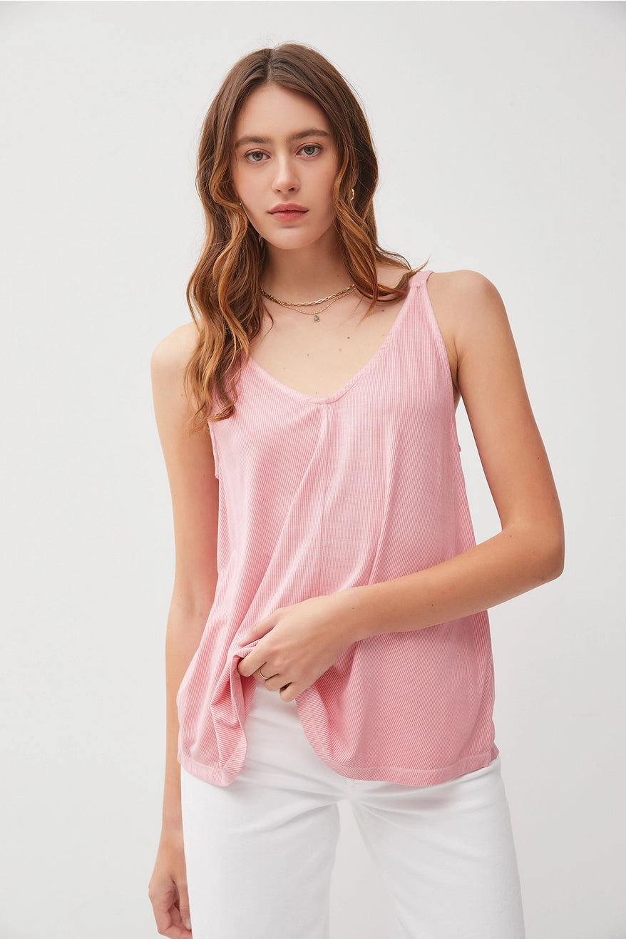 Flowy V-Neck Tank - Flamingo