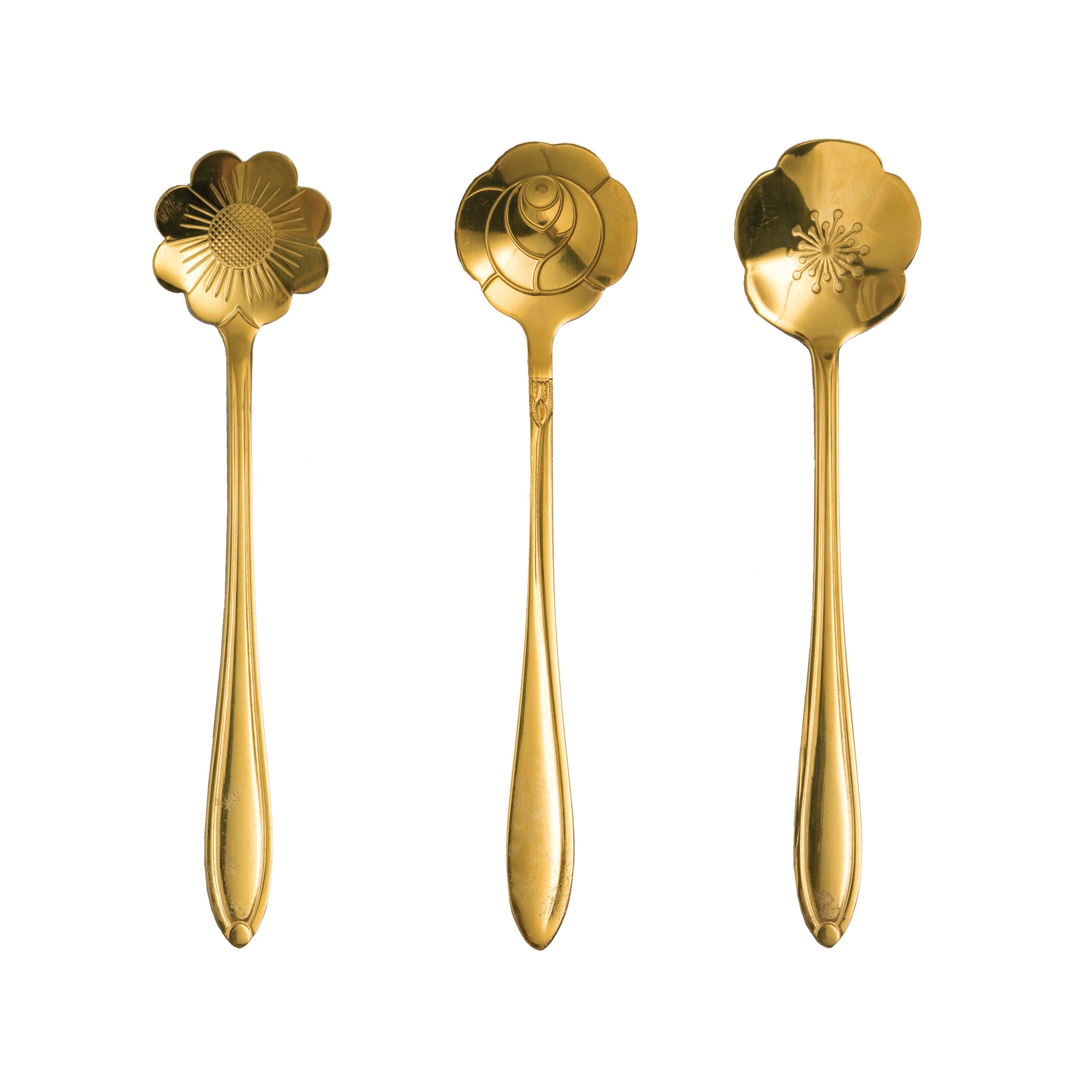 Stainless Steel Flower Shaped Spoons - Set of 3