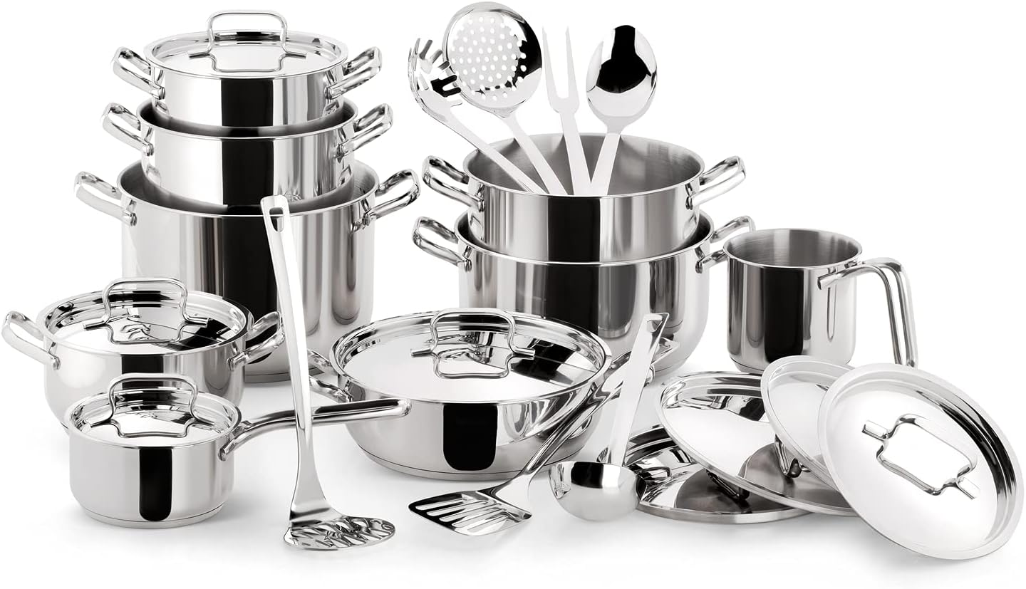 Batterie de cuisine Lagostina Sfiziosa 24 pièces, acier inoxydable, argent
