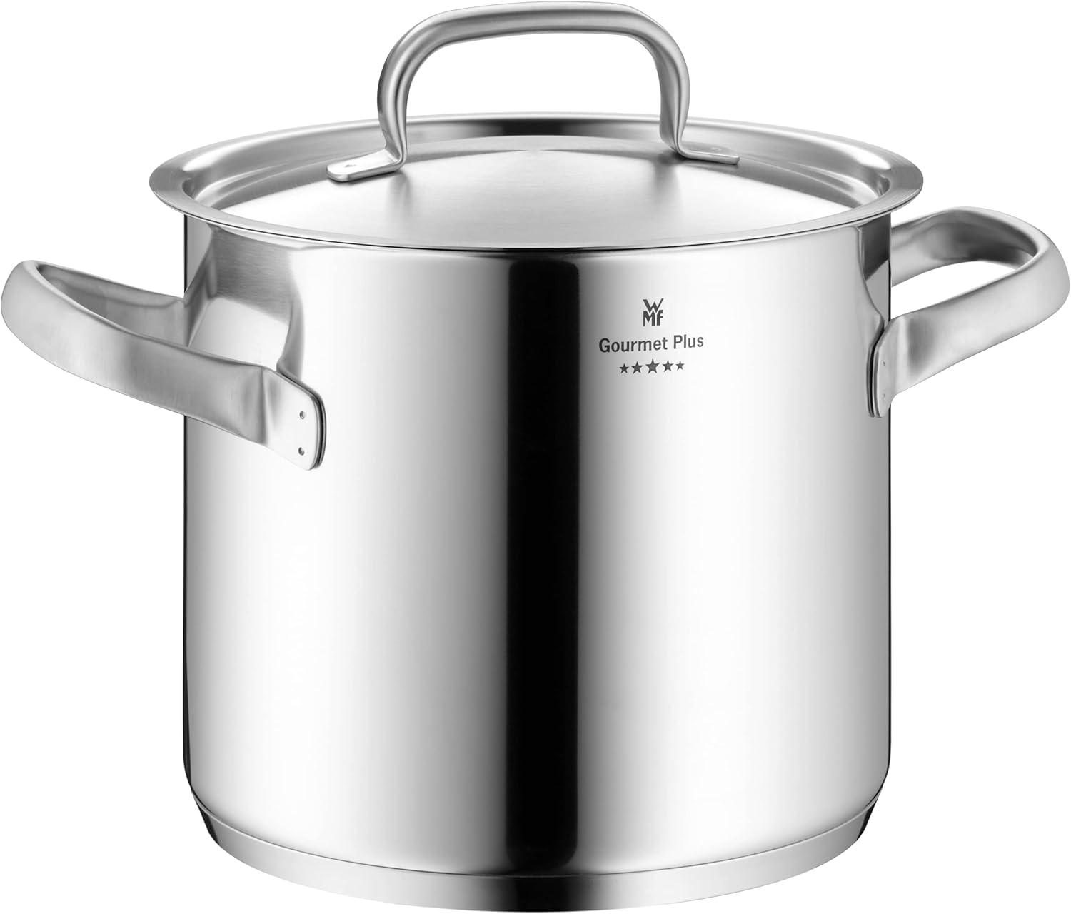 WMF Gourmet Plus - Batterie de cuisine 5 pièces, compatible induction, acier inoxydable, 1 casserole basse 20 cm, 3 casseroles hautes 16 cm, 20 cm et 24 cm, 1 casserole 16 cm avec 4 couvercles en acier inoxydable