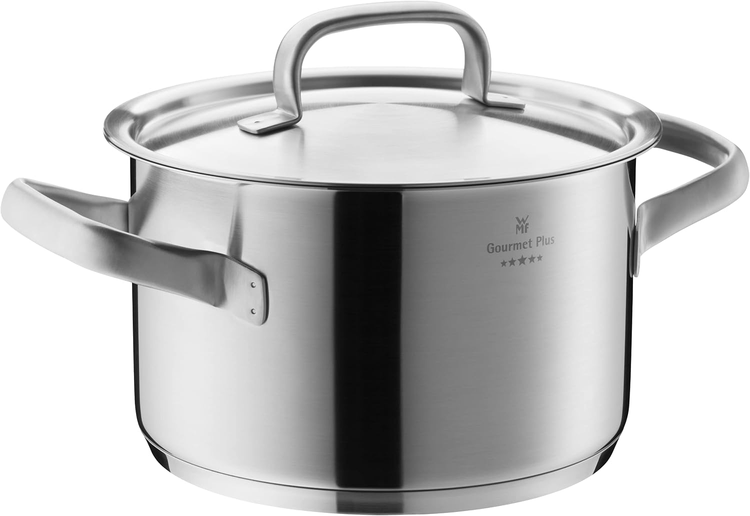 WMF Gourmet Plus - Batterie de cuisine 5 pièces, compatible induction, acier inoxydable, 1 casserole basse 20 cm, 3 casseroles hautes 16 cm, 20 cm et 24 cm, 1 casserole 16 cm avec 4 couvercles en acier inoxydable